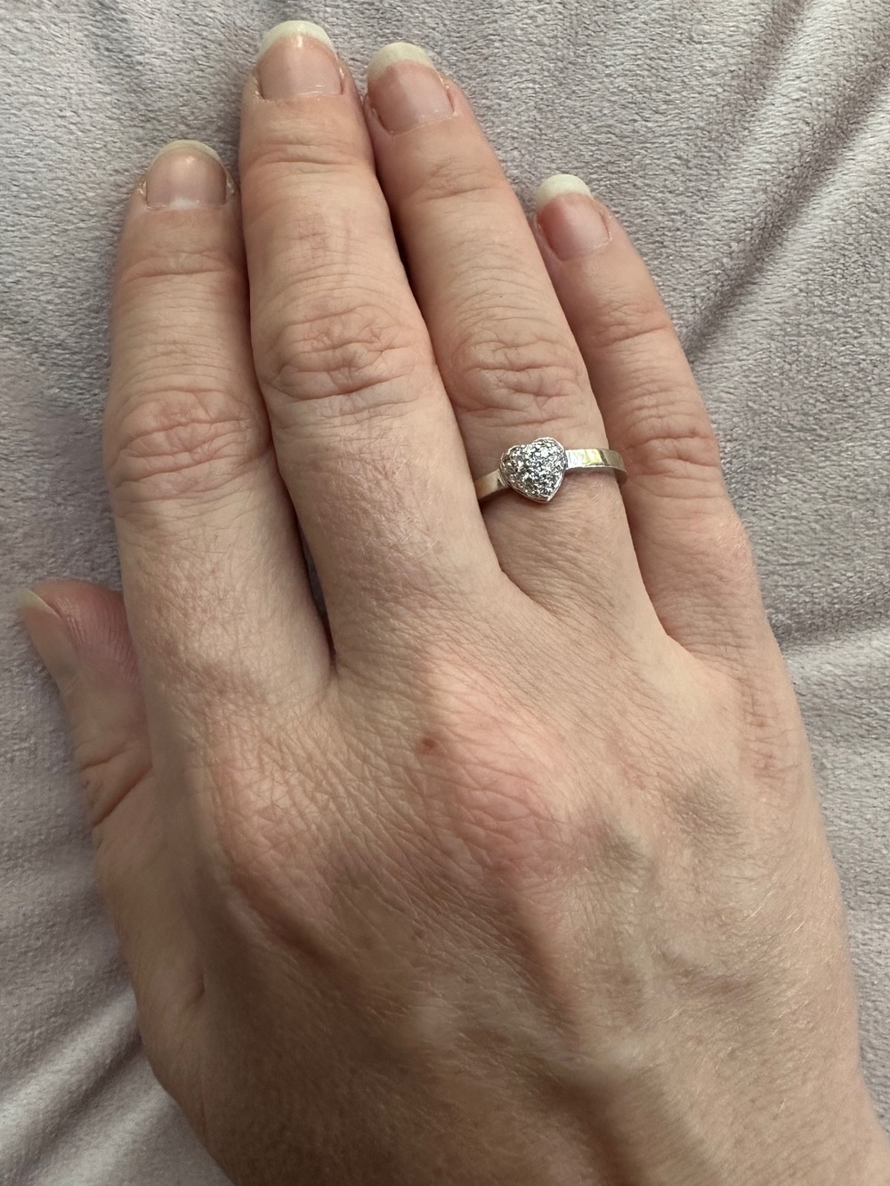 ROBERTO COIN TINY TREASURES PUFFED HEART RING WITH DIAMONDS in 18K White Gold - Picture 3 of 15